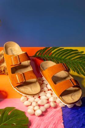 suede slip-on men's slides - orange
