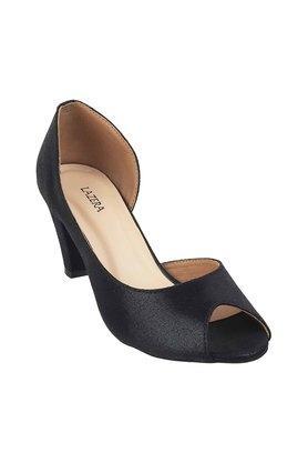 suede slip on womens formal kitten heels - black