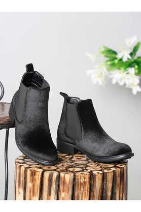 suede slipon women's boots - black