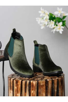 suede slipon women's boots - green