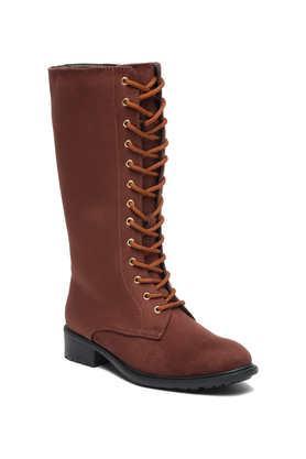 suede slipon women's boots - natural