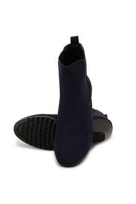 suede slipon women's boots - navy