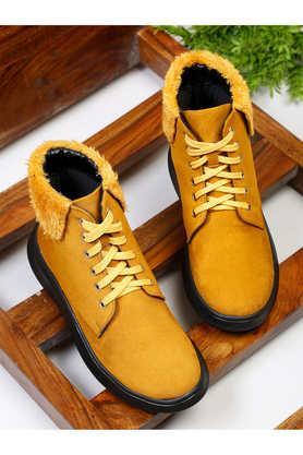 suede slipon women's boots - yellow