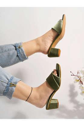 suede slipon women's casual sandals - green