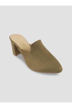 suede slipon womens casual mules - olive