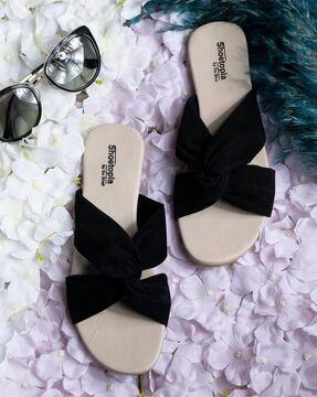 suede strapped flat sandals