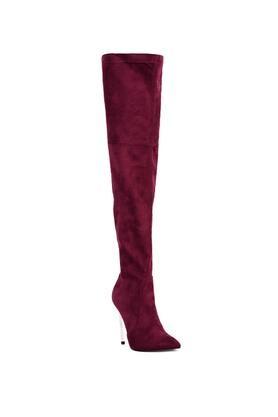 suede zipper women's boots - burgundy