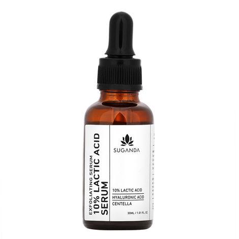 suganda 10% lactic acid serum,  with hyaluronic acid for uneven texture, removes dead skin cells, reduces dark spots (30 ml)