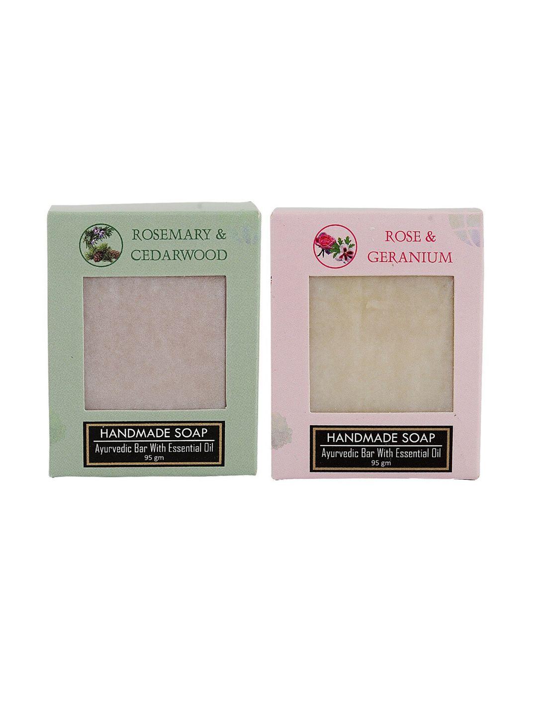 sugandhim set of patchouli & frankincense + rose & geranium ayurvedic soap - 95 g each