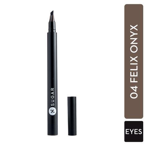sugar cosmetics - arch arrival - brow pen- felix onyx 04 (black brow pen) - smudge-proof, water proof eyebrow pen, lasts up to 12 hours