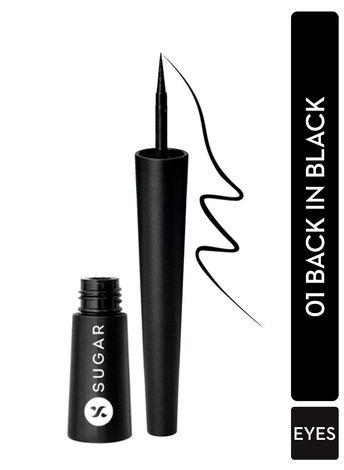 sugar cosmetics - gloss boss - 24hr eyeliner - 01 back in black (black eyeliner) - glossy eyeliner with brush, smudge proof, party-wear eye liner, lasts up to 24 hours