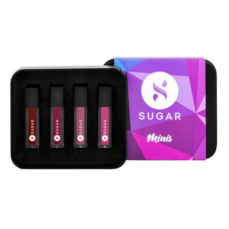 sugar cosmetics smudge me not liquid mini lipstick set - nude set