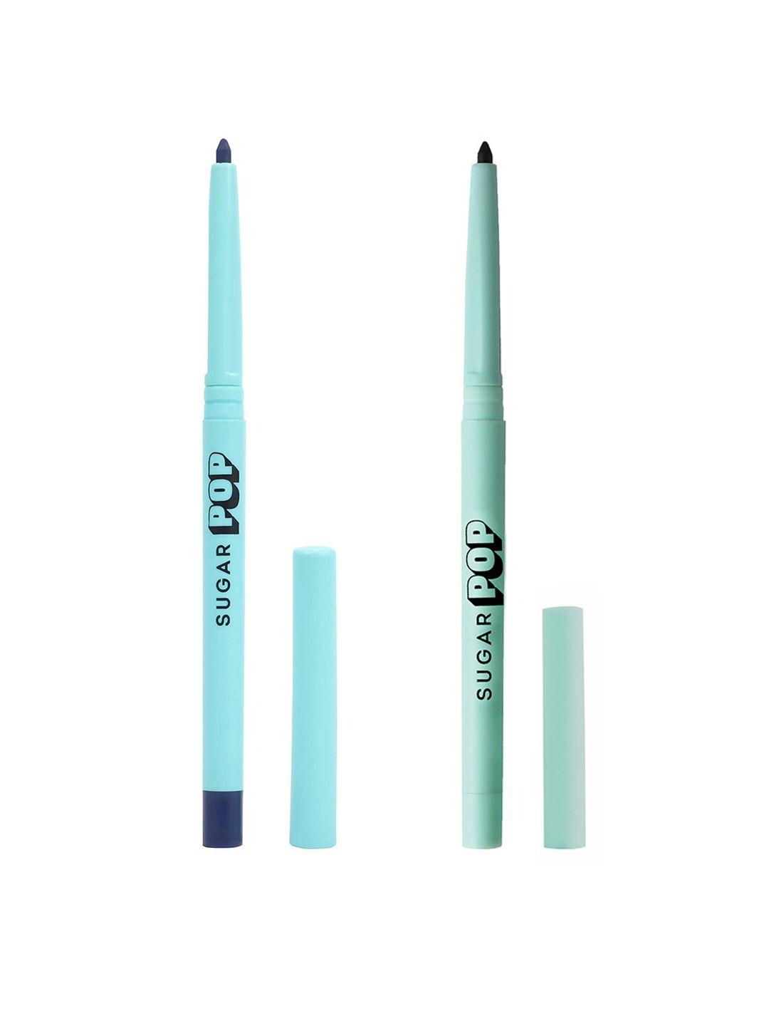 sugar pop set of 2 waterproof 16 hour stay longwear kajal 0.3 g each - black 01 & blue 02