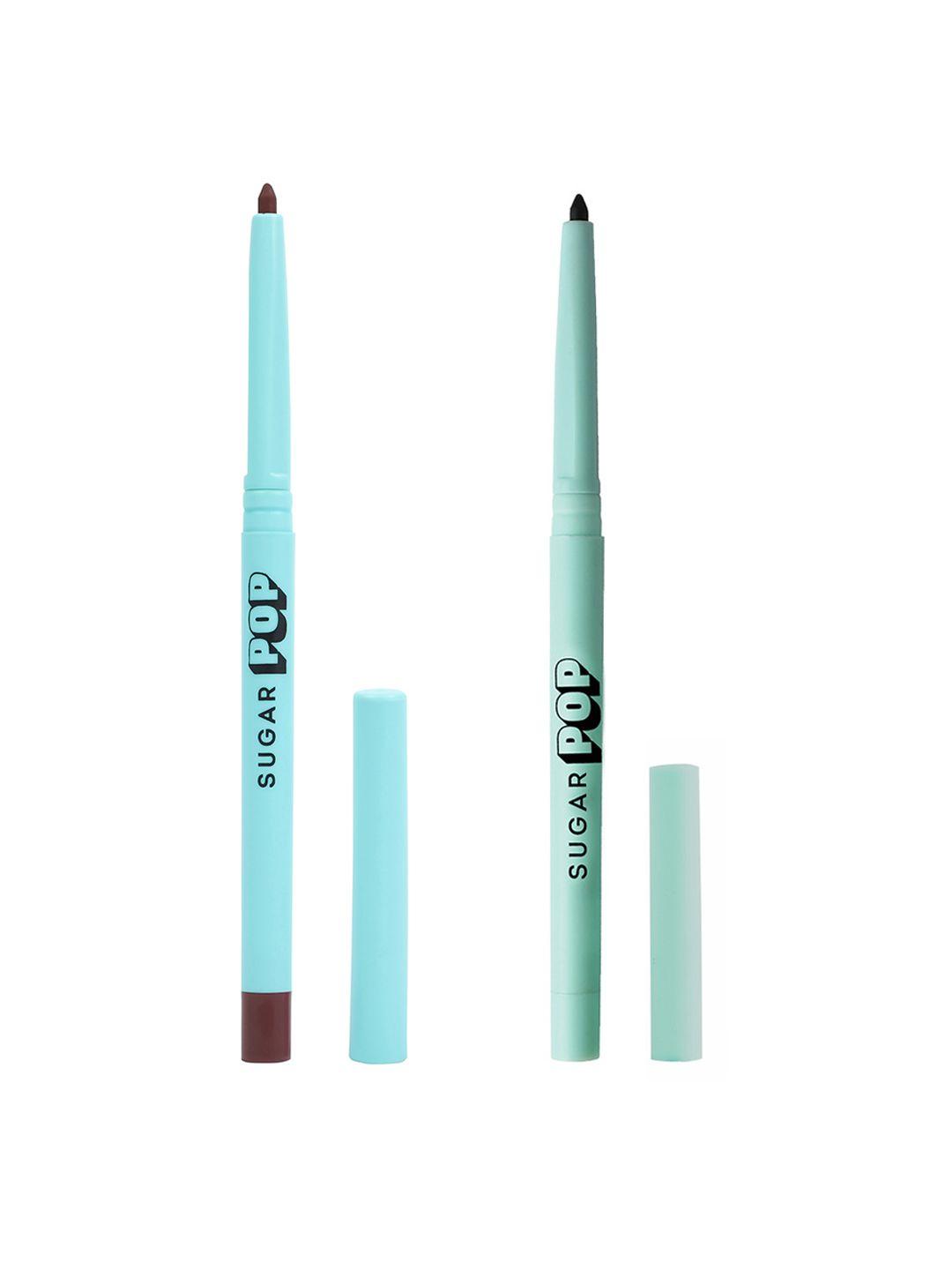 sugar pop set of 2 waterproof 16 hour stay longwear kajal 0.3 g each - black 01 & brown 03