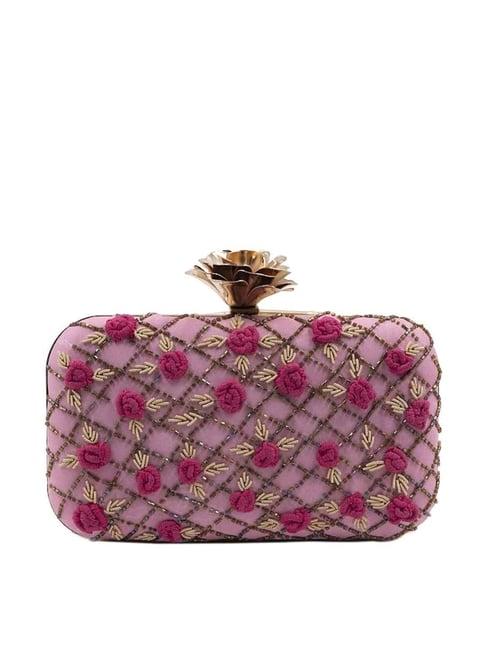 sugarcrush pink embroidered clutch
