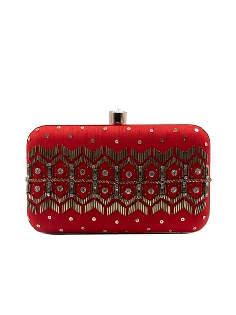 sugarcrush red luxury embroidered small clutch