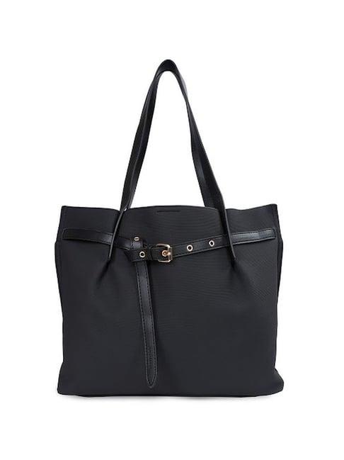 sugarush ancy black pu solid tote handbag