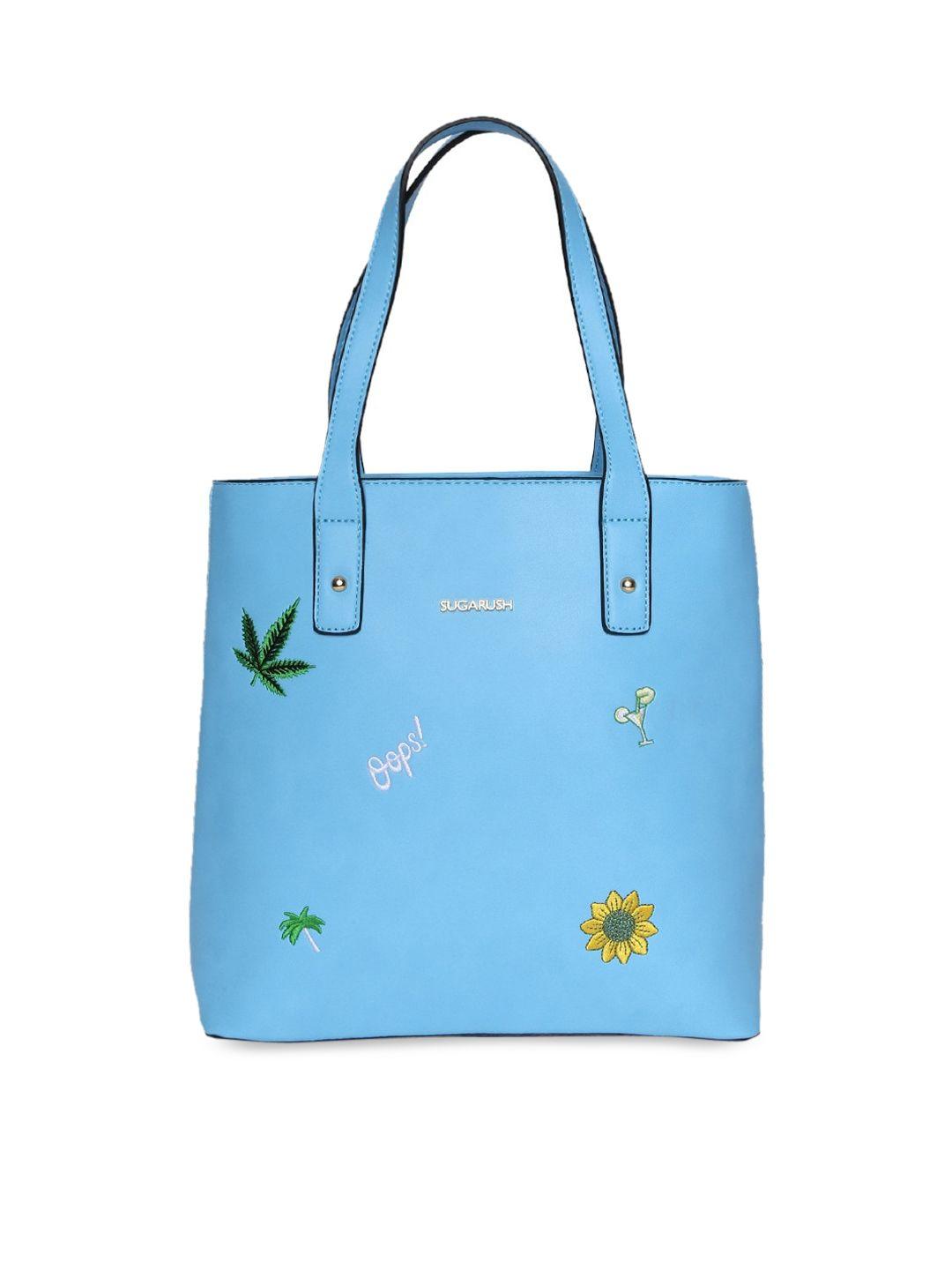 sugarush blue self design handheld bag