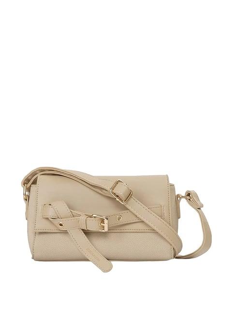 sugarush stellana beige pu textured sling handbag