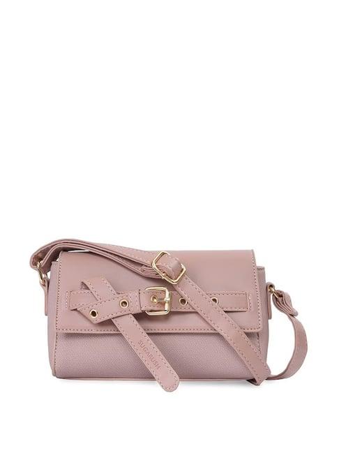 sugarush stellana pink pu textured sling handbag