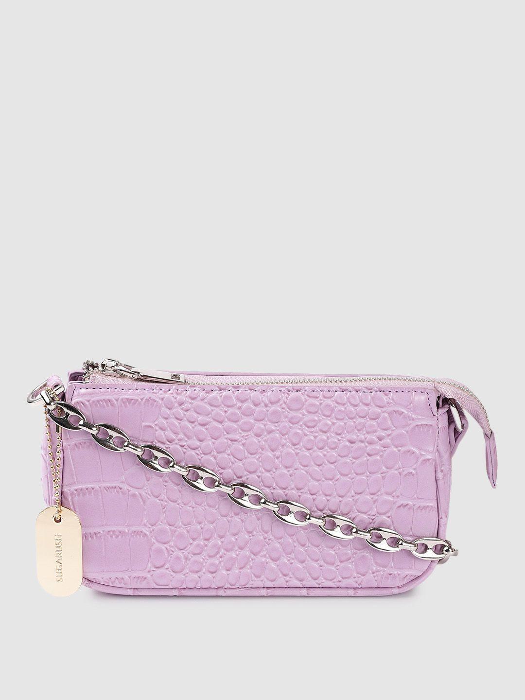 sugarush women lavender textured pu sling bag