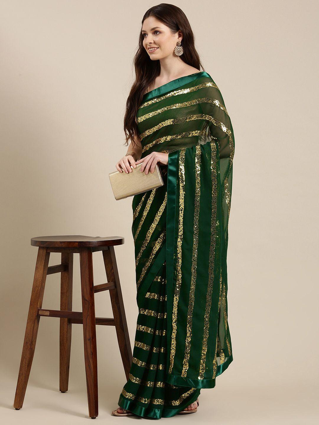 sugathari green embellished sequinned saree