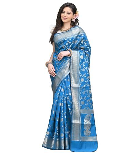 sugathari women's banarasi saree pure kanjivaram silk saree soft new ladies 2023 design wear pattu sarees latest party sari collections with blouse piece for wedding sadi (san pari-182 firozi)