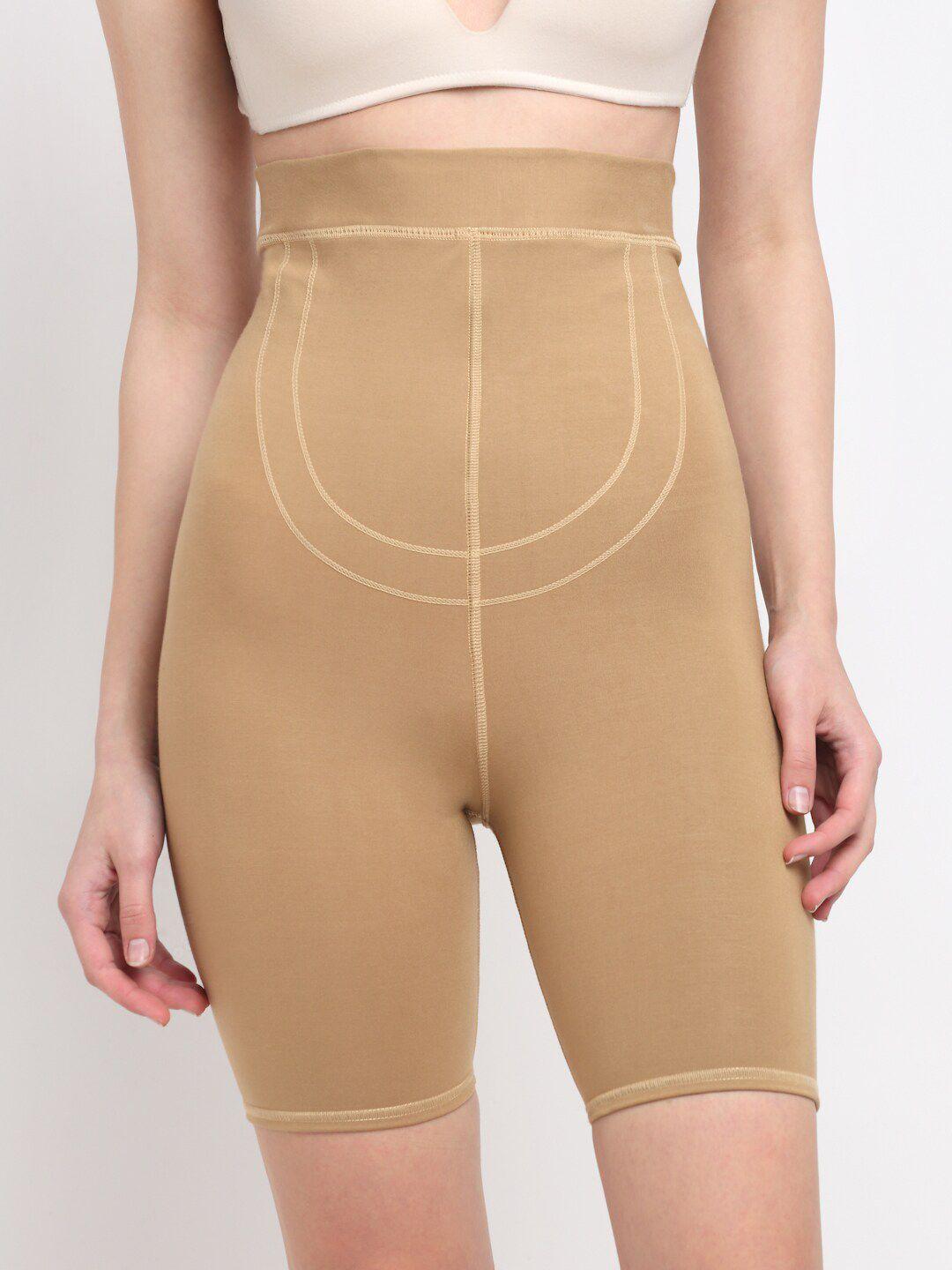 sugathari women beige solid tummy & thigh shaper