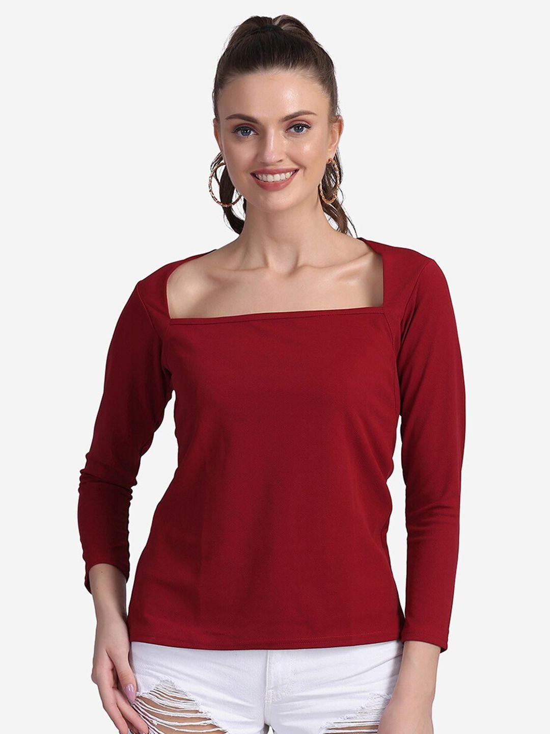 sugathari women maroon sheen crepe regular top