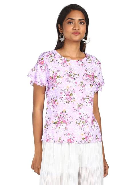 sugr purple floral print top