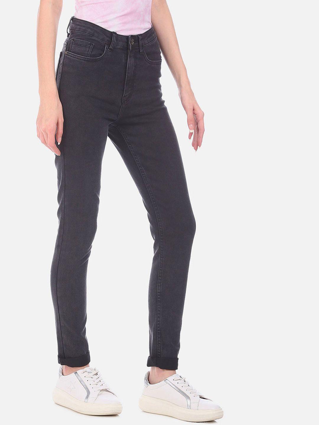 sugr women black slim fit mid-rise clean look jeans