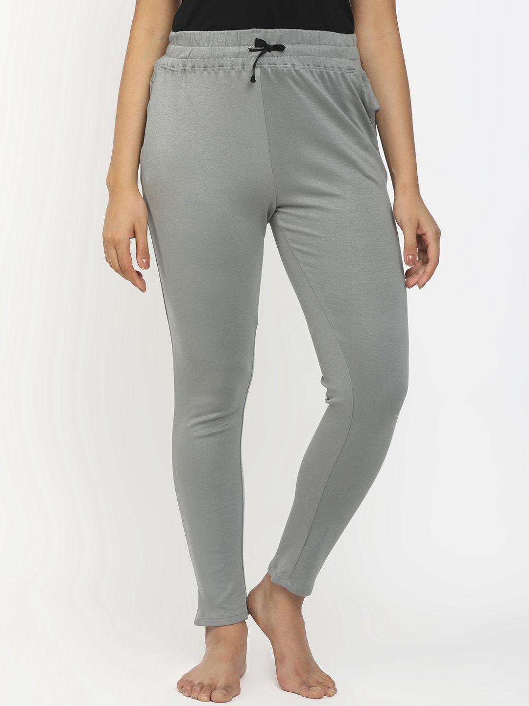 sugr women grey melange solid mid-rise track pants