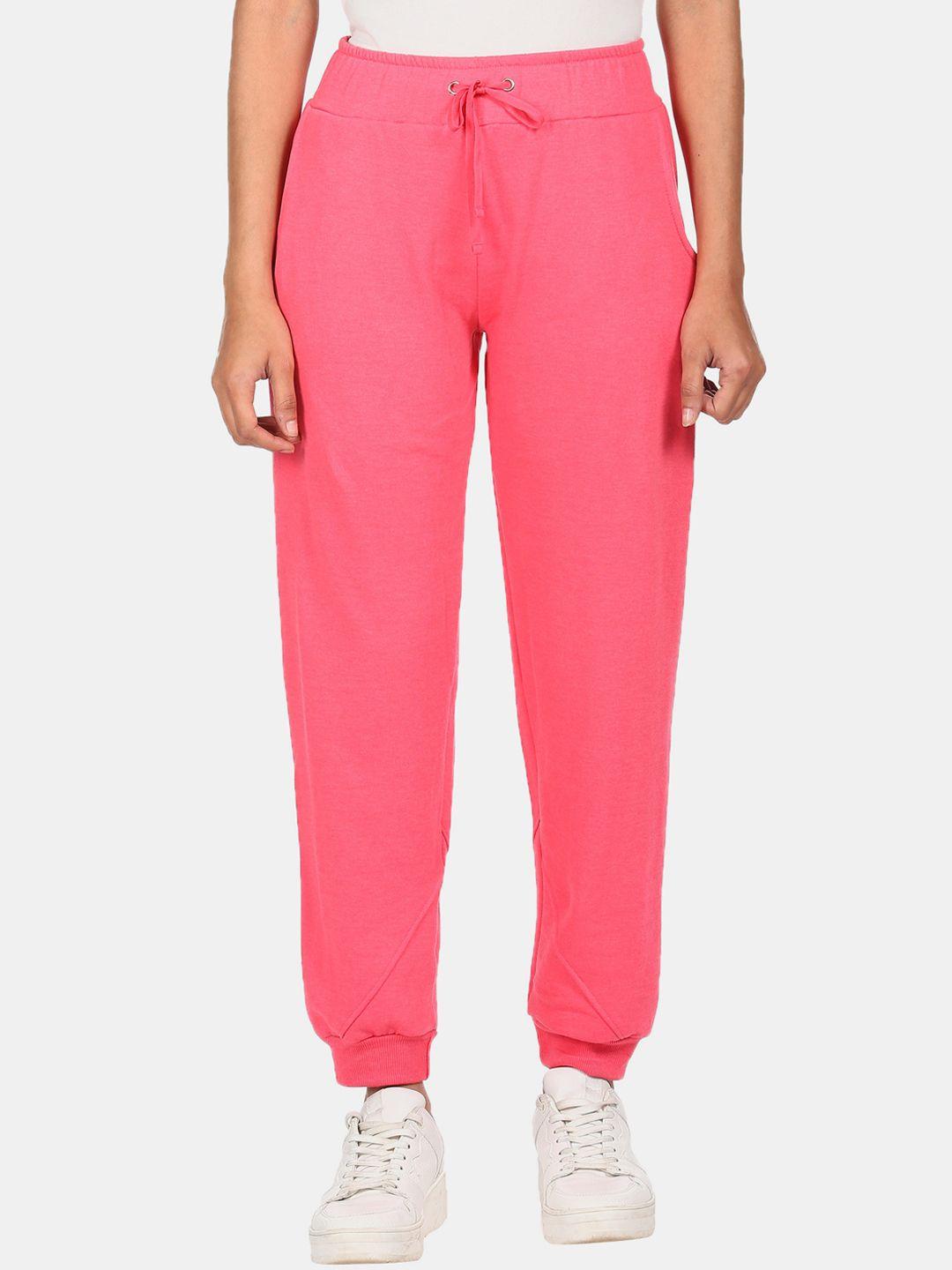 sugr women pink solid straight-fit joggers