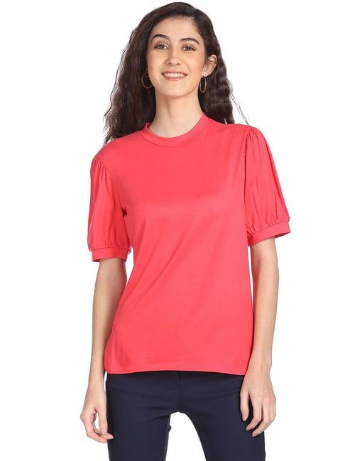 sugr coral round neck top