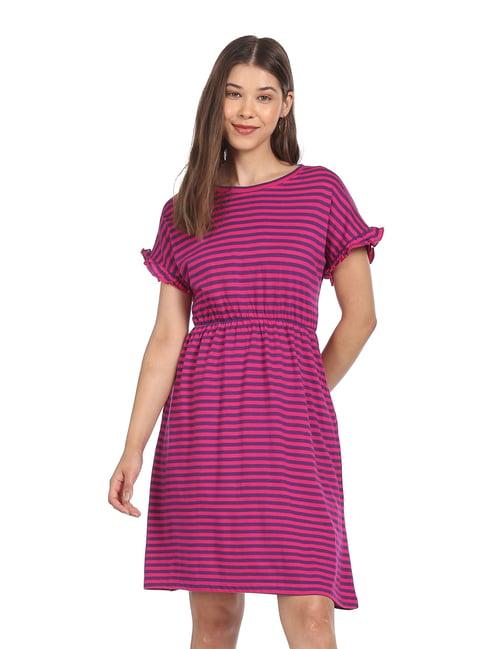 sugr pink cotton stripes dress