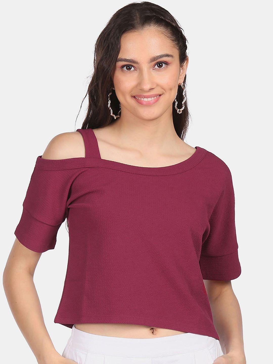 sugr red cut-out sleeve top