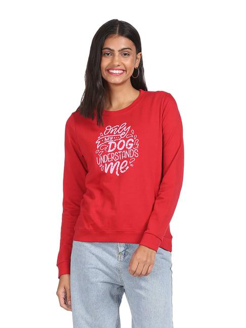 sugr red graphic print sweatshirt