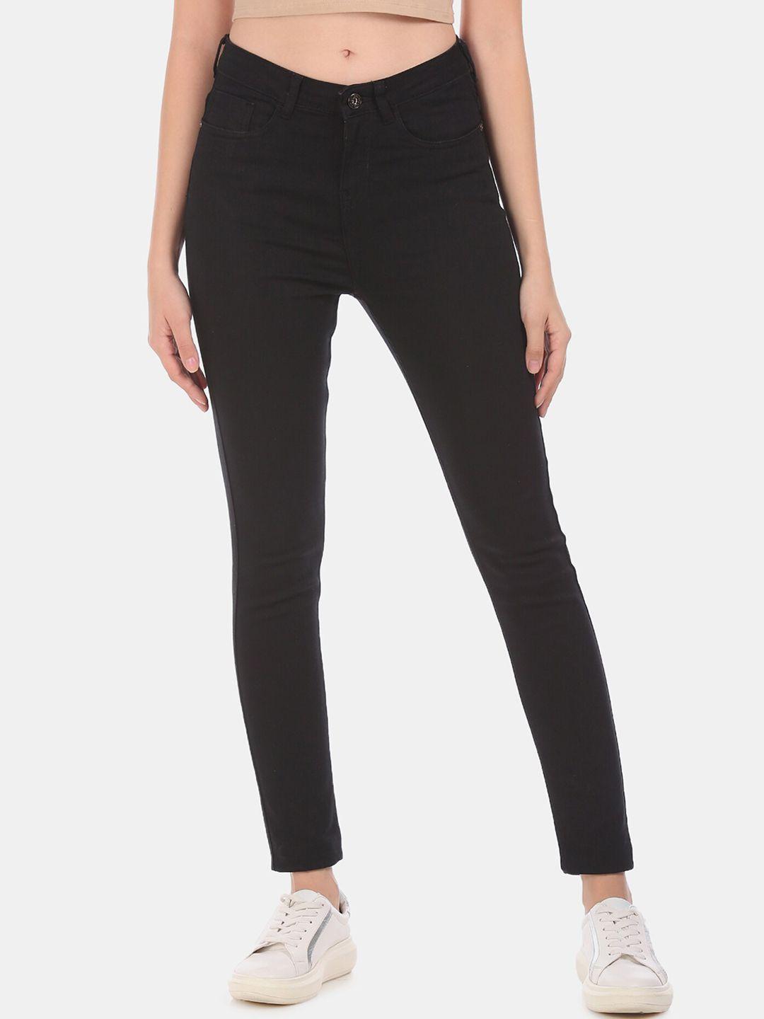 sugr women black slim fit mid-rise clean look jeans