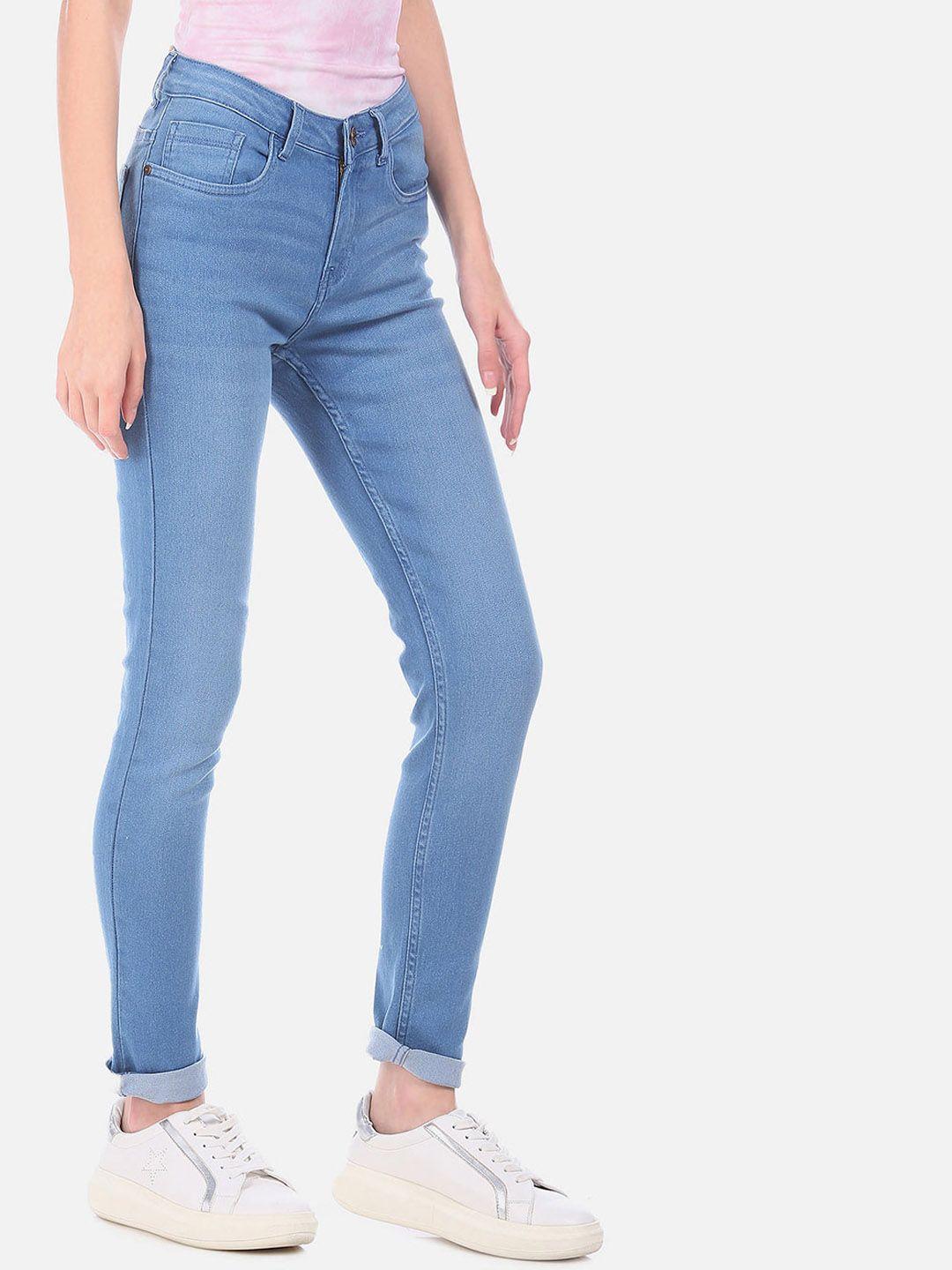 sugr women blue slim fit mid-rise clean look jeans
