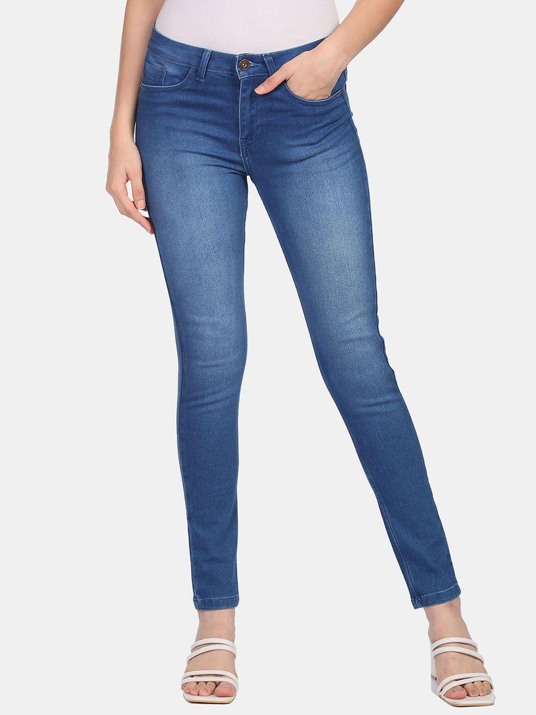 sugr women blue slim fit mid-rise clean look jeans