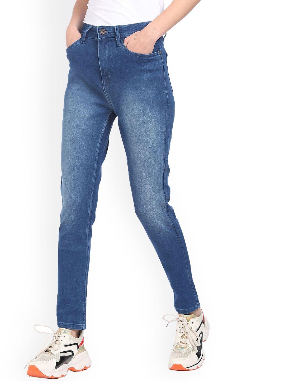 sugr women blue slim fit mid-rise clean look jeans