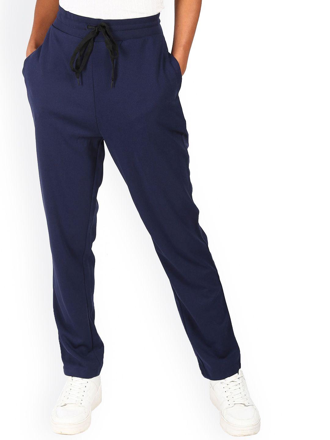 sugr women blue solid  regular trousers