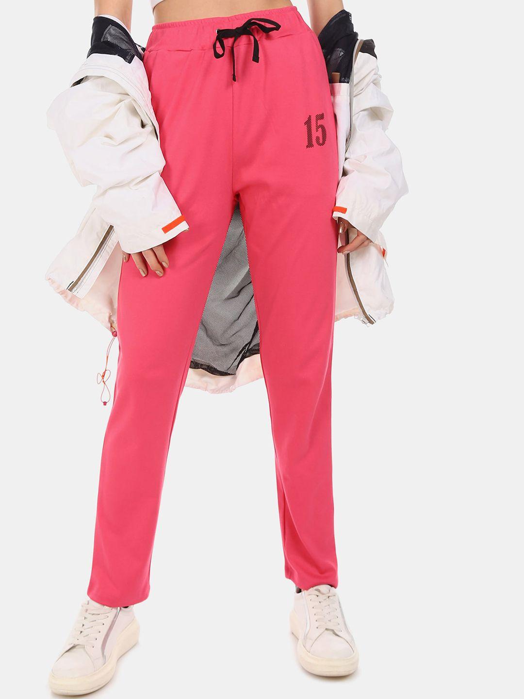 sugr women fuchsia pink solid track pants