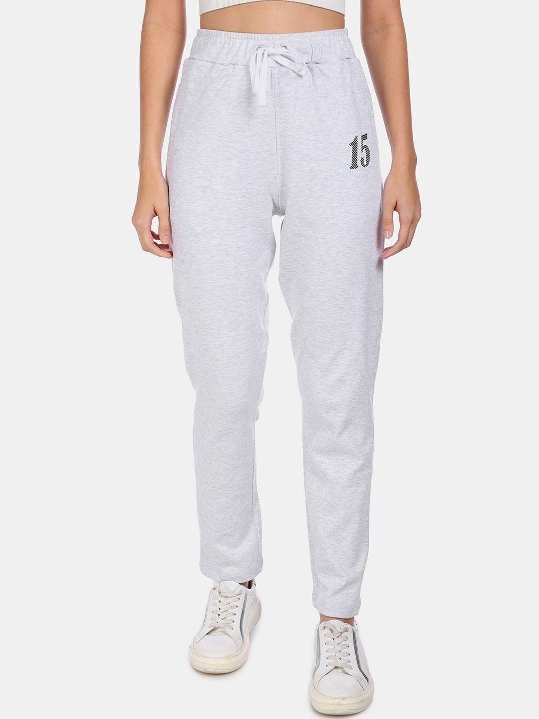sugr women grey cotton solid track pants
