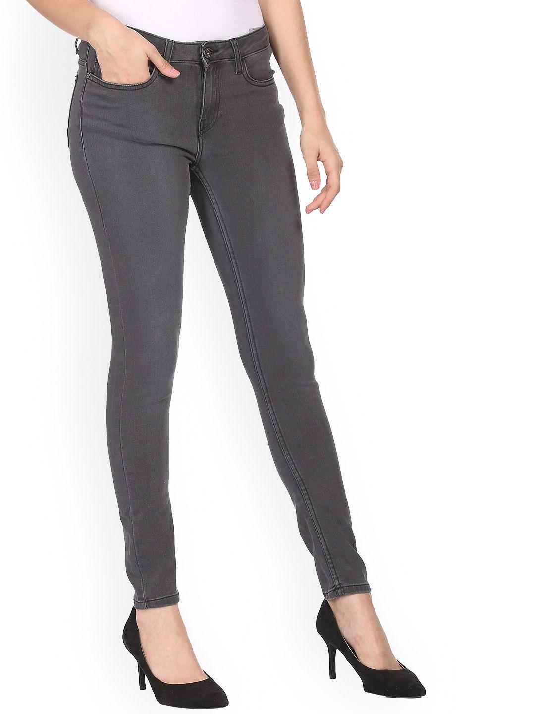 sugr women grey slim fit cotton jeans