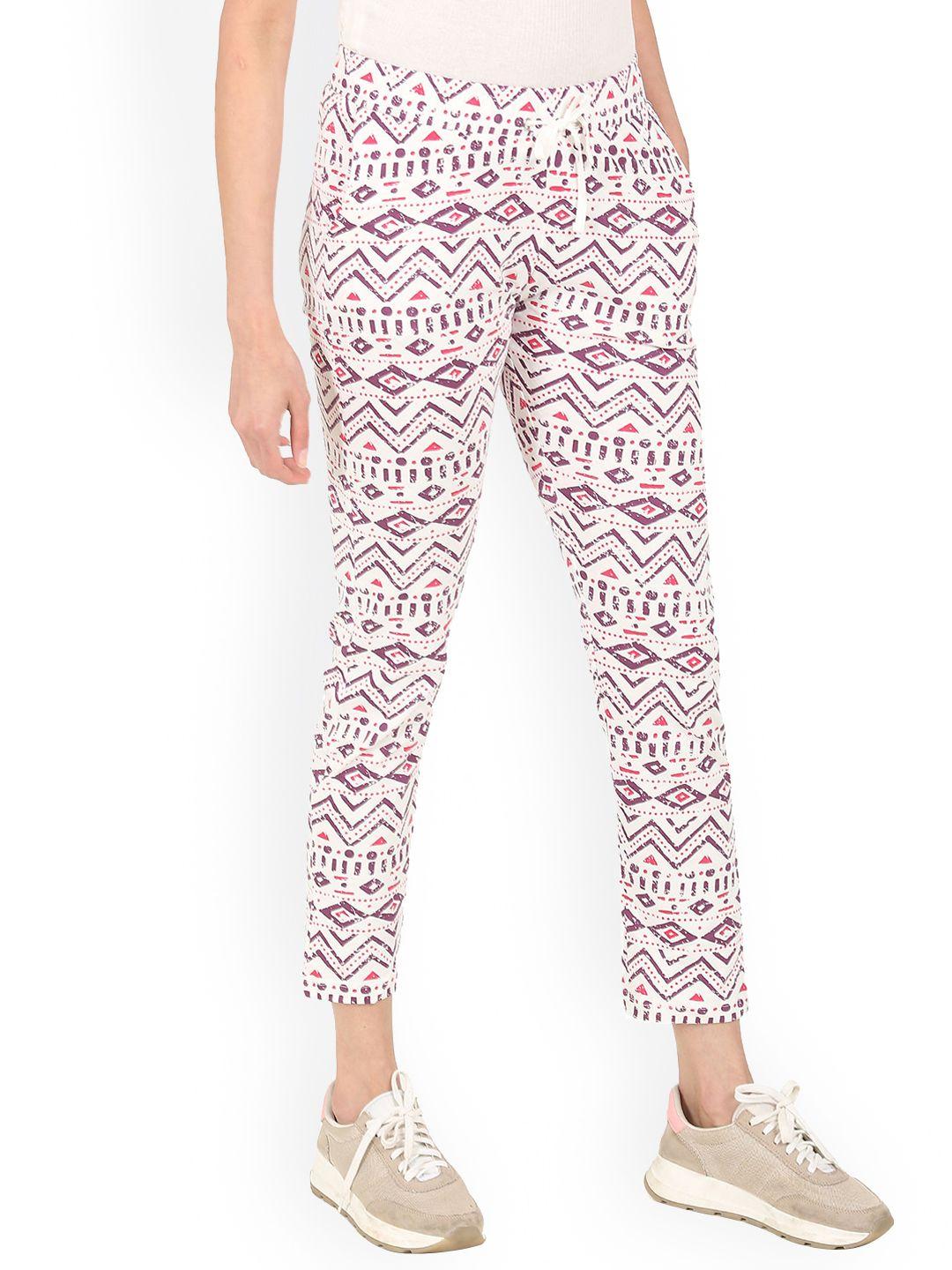 sugr women pink graphic printed pure cotton straight-fit track pants