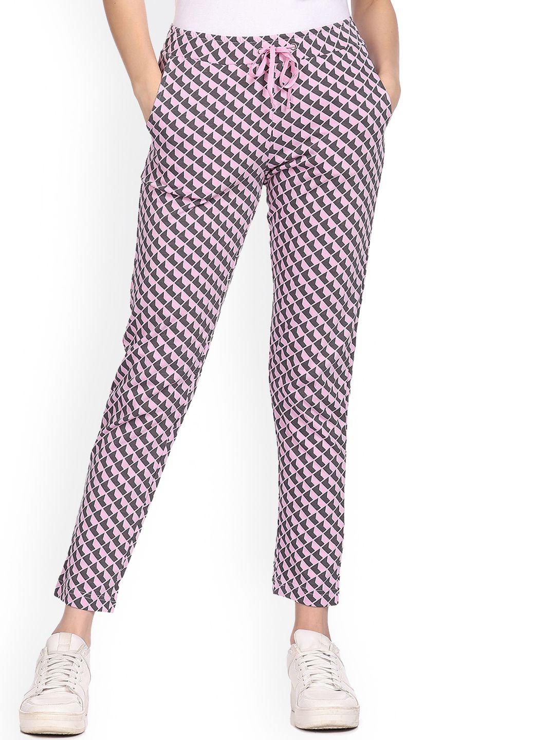 sugr women pink printed track pants