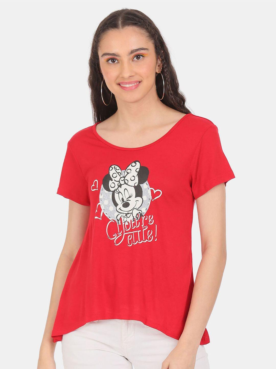 sugr women red minnie mouse printed t-shirt