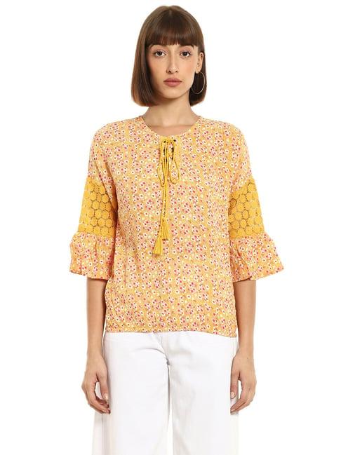 sugr yellow floral print top