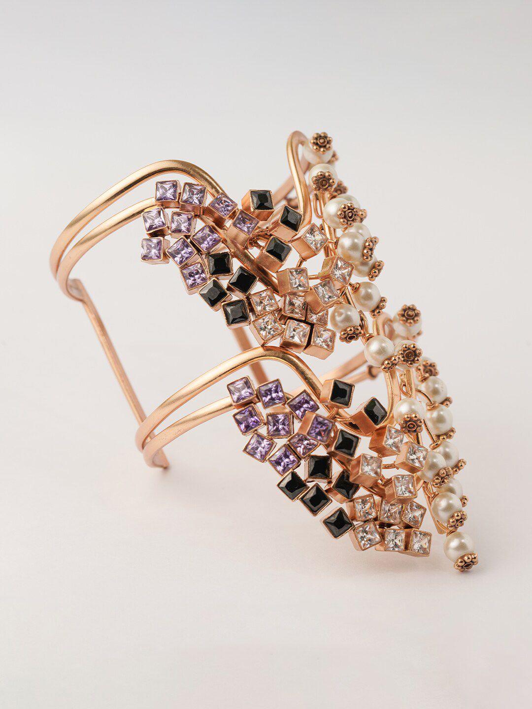 suhani pittie women crystals gold-plated cuff bracelet